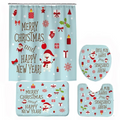 Christmas Bathroom Set with Shower Curtain, Non-Slip Bath Mat, Toilet Lid Cover, and Rug – Santa, Bear, and Snowman Winter Design