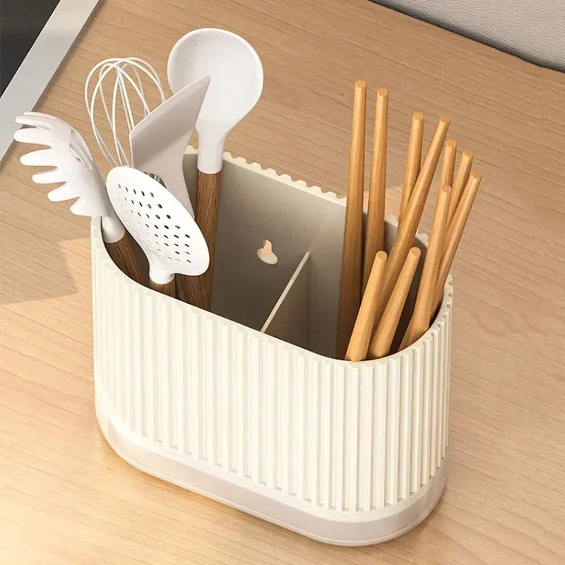 Cutlery Organizer Duo | Wall-Mountable Cutlery Holder | No Drilling | Draining Function | 16.5 × 8.5 × 12.5 cm