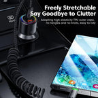 PowerLinx USB-C Cable | 100W Fast Charging | Spiral Cable with LED | 1.8m Stretchable & Durable