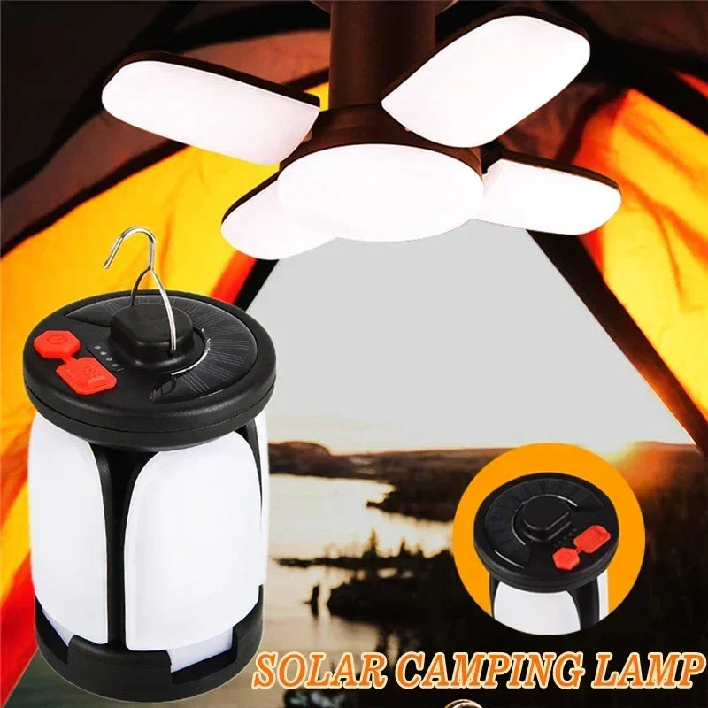 LUMALITE Solar Camping Lamp | USB & Solar Charging | 6 Light Modes | Foldable & Power Bank – 1000 Lumen