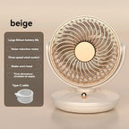 BreezeLoop Table Fan with 360° Rotation | USB Fan with 3 Speeds & Battery | Quiet & Compact | For Office, Bedroom & Home
