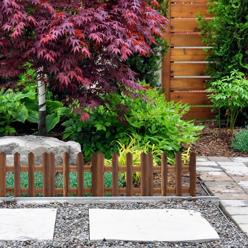Decorative wooden garden fence for flower beds and outdoor areas