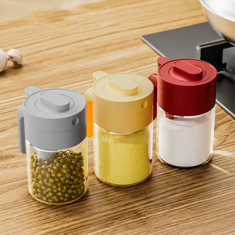 Transparent Glass Lockable Airtight Seasoning Jar with Spoon