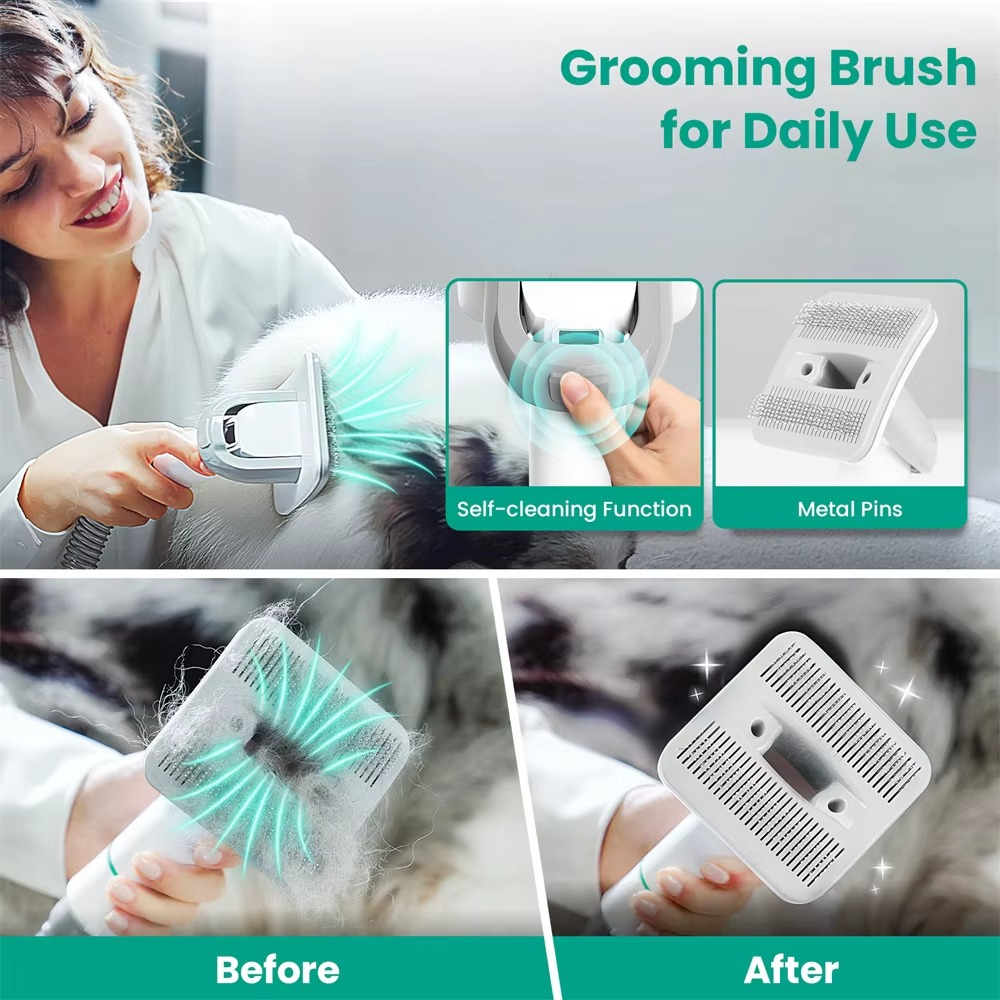 5-in-1 Dog Grooming Vacuum Kit – Low Noise Pet Hair Remover with Deshedding Tools & Dust Cup