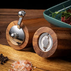 Luxury set of manual salt and pepper mills made of wood