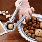 Nutoro Nutcracker made of metal | Multifunctional for walnuts, chestnuts, almonds & hazelnuts | Ergonomic handle | Silver