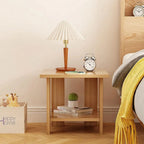 Solid Wooden Nightstand with Two Layers in Modern Design