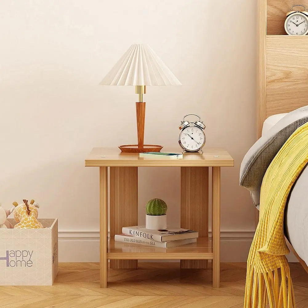 Solid Wooden Nightstand with Two Layers in Modern Design