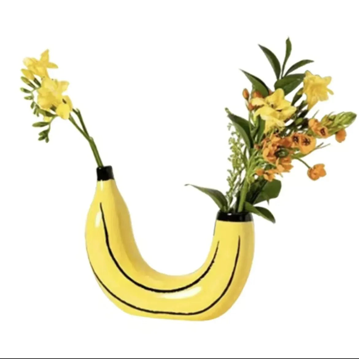 Banana vase, flower vase made of resin, cute banana shape, decorative tabletop vase for flower arrangements, living room, bedroom, home decoration