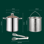 Crisplora FryMaster Stainless Steel Frying Pot 3 L with Strainer & Lid | Tempura Fryer with Tongs