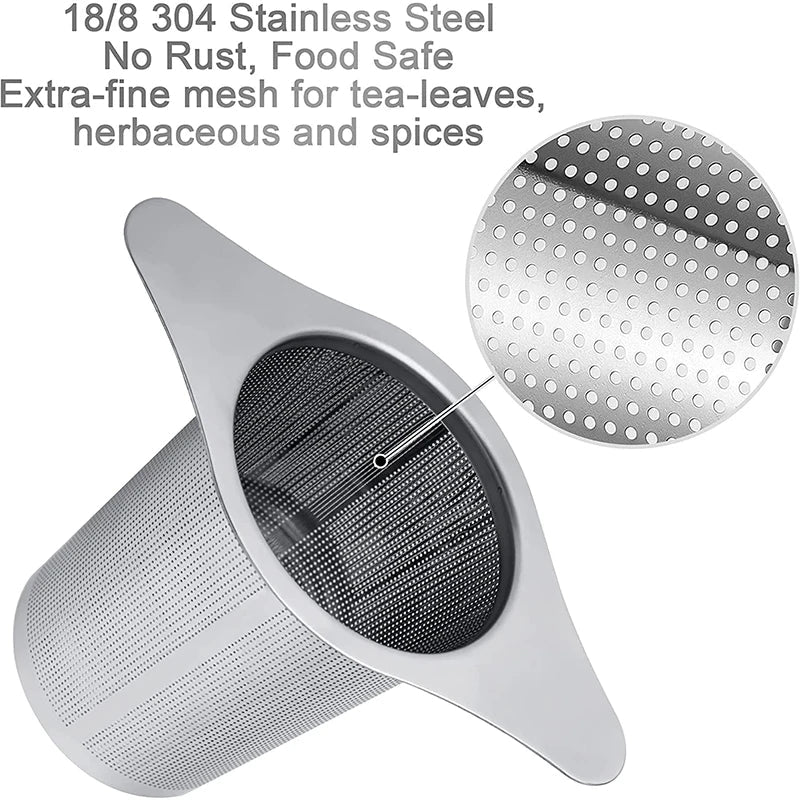 Tea Egg LeafLuxe Stainless Steel | Extra Fine Mesh Tea Strainer | With Double Handles | For Loose Tea