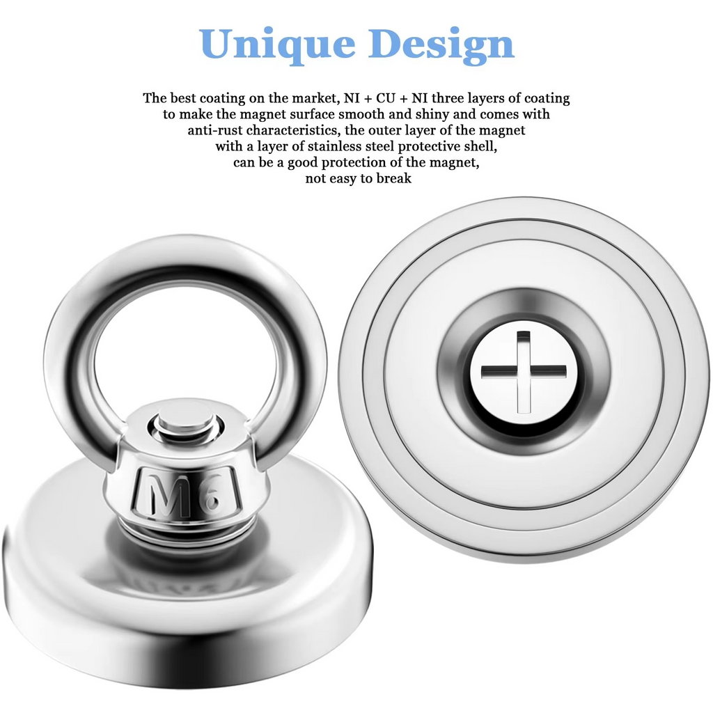 Premium Neodymium Fishing Magnet with Eyebolt for Magnetic Salvaging