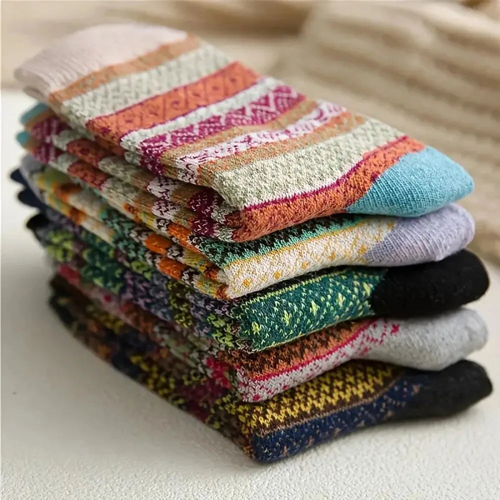 Woolina | Women's Wool Socks Set | 5 Pairs | Extra Thick & Warm | Autumn & Winter