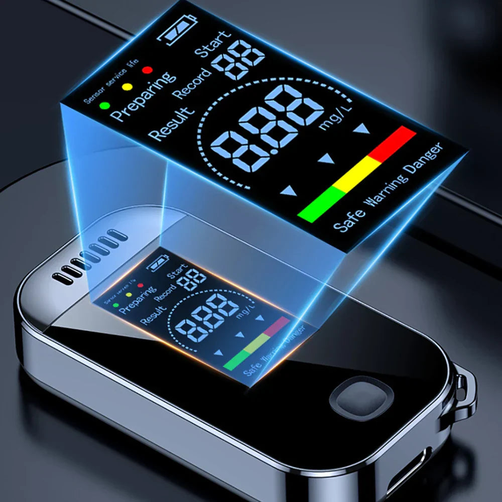 Compact Digital Breathalyzer Keychain with LCD Screen – USB Rechargeable Alcohol Tester for Accurate Measurements