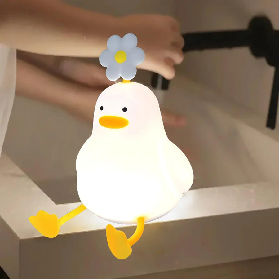 Cute Flower Duck Phone Holder Night Lamp