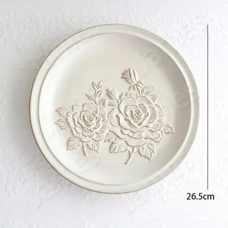 French embossed flower plates