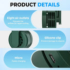 BreezeClip Mini Fan | USB Rechargeable & Quiet | Without Rotor Blades | To Clip onto Shirt, Belt or Neck