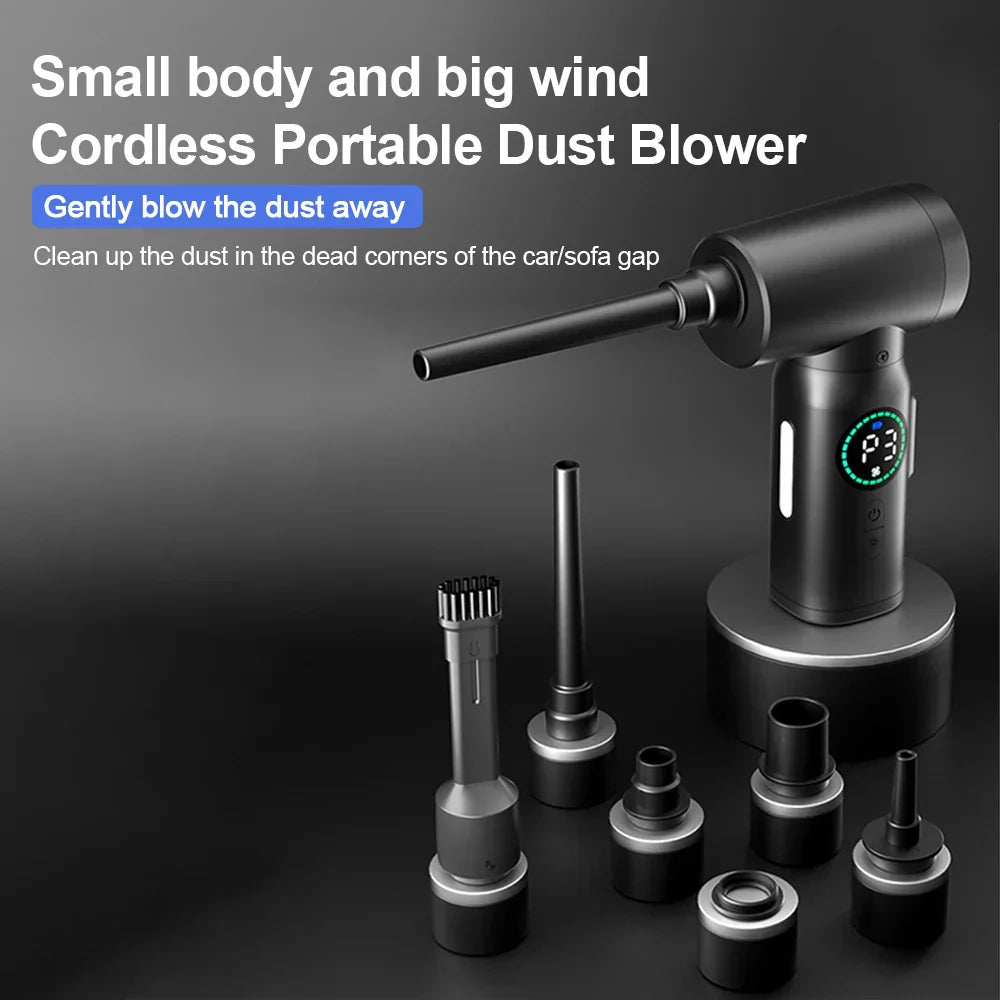 2-in-1 Portable Vacuum Cleaner and Blower with Compressed Air and LED Light (7500mAh)