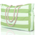 Marivalis Striped Beach Bag with Zipper | Foldable & Waterproof | Sand Resistant Canvas | For Travel & Vacation