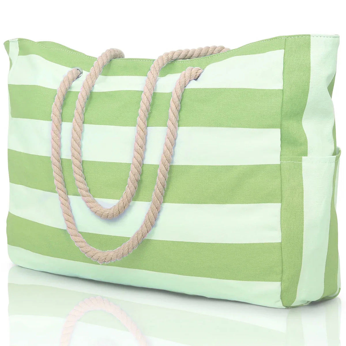 Marivalis Striped Beach Bag with Zipper | Foldable & Waterproof | Sand Resistant Canvas | For Travel & Vacation
