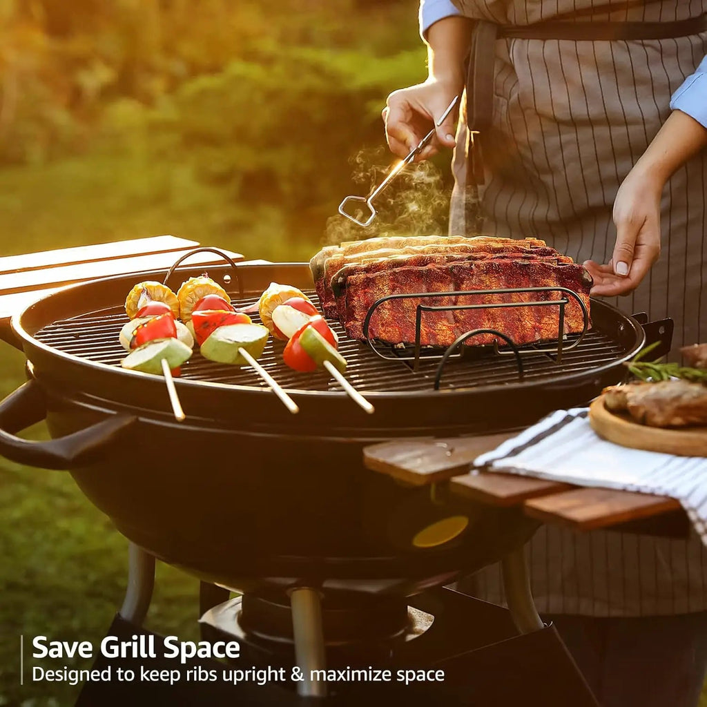 Rib Holder GrillMeister Pro | For 4 Racks | Non-Stick Coated | For Gas Grill & Oven