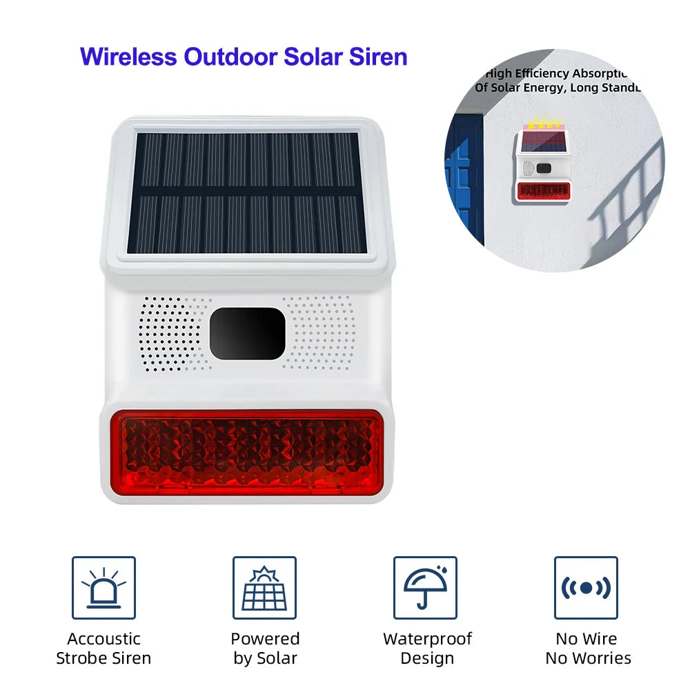 Solar-External Siren Securon 433S | 433 MHz Wireless Alarm Module with Light & Sound | For GSM/WiFi Alarm Systems | Solar Powered & Weatherproof