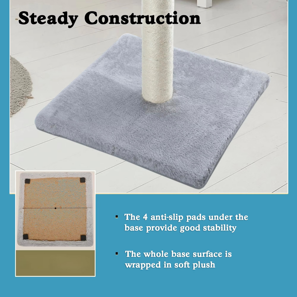 Tall Sisal Cat Scratching Post with Dangling Ball for Indoor Cats and Kittens