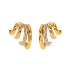 18k Quad Half Hoops Stud Earrings