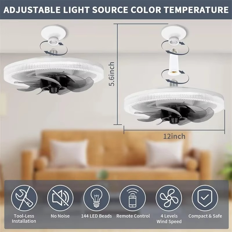 Adjustable Lighting Modern Ceiling Fan with Remote