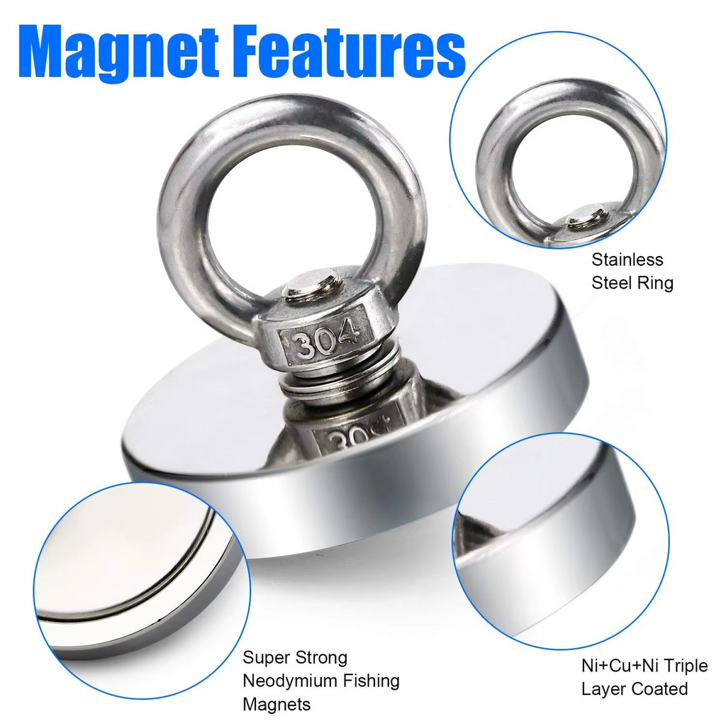 Premium Neodymium Fishing Magnet with Eyebolt for Magnetic Salvaging