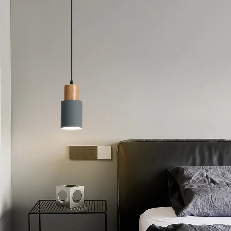 Nordic LED Pendant Lights Made of Metal and Wood - Modern Hanging Lamps for Dining Room and Kitchen
