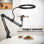 LumiFlex LED ring light with flexible arm & phone holder | 3 light colors & USB connection | Perfect for livestream, video & selfie