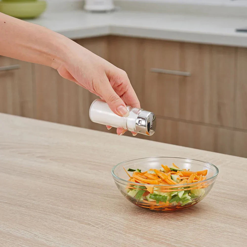 Classic set of bottles and shakers for spices with convenient stands