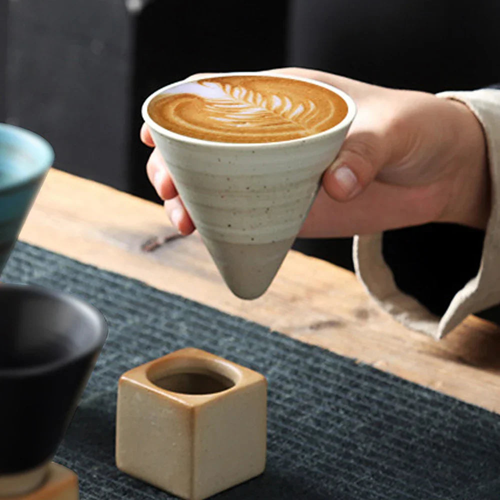 Japanese coffee cup with saucer, 1 piece, retro ceramic tea cup, mug, latte, espresso, pull0, flower cappuccino, new ceramic cup, 100 ml/3.5 oz