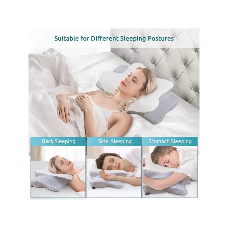 Butterfly-Shaped Memory Foam Pillow with Removable Machine-Washable Cover