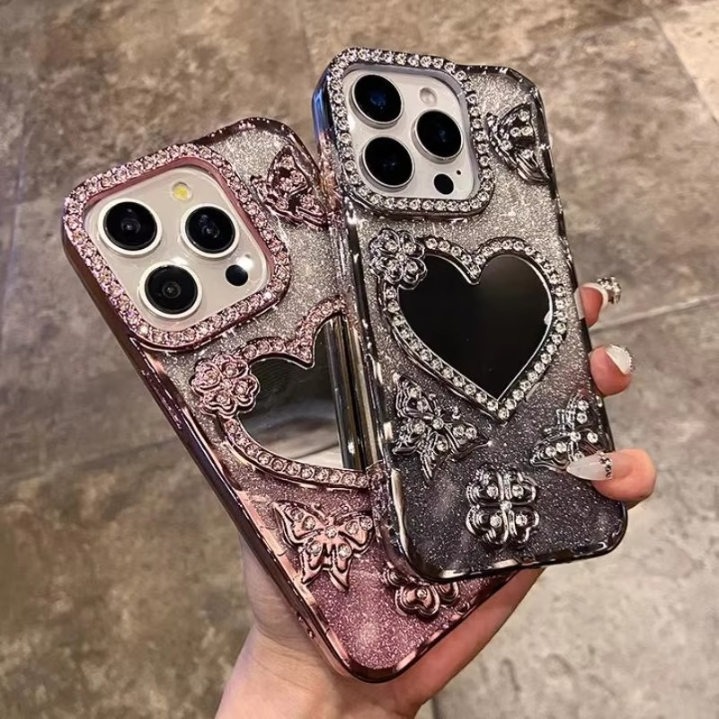 Butterfly Glitter Diamond Mirror Case for iPhone