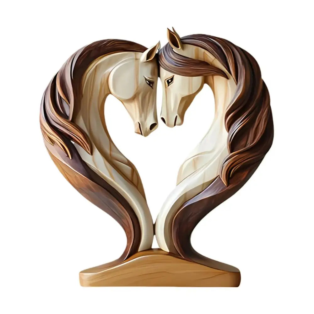 Equora Horse Sculpture | Horse Sculpture Wood | 2D Design in Embrace Pose | Decoration for Living Room, Office & Children's Room