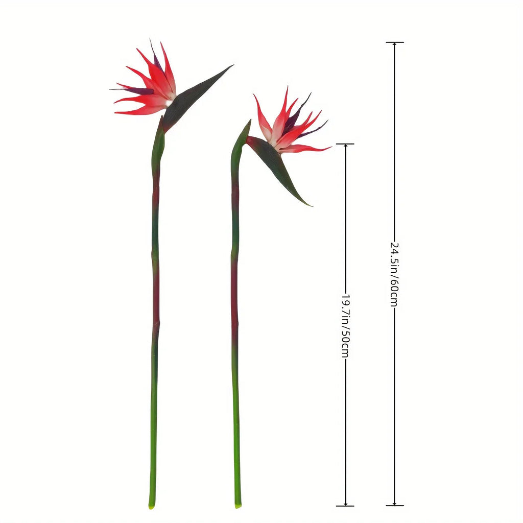Floriva 3 Piece Set Artificial Strelitzias | Bird of Paradise Flowers | 24.5 cm Long Stems | Decoration for Home, Office & Events