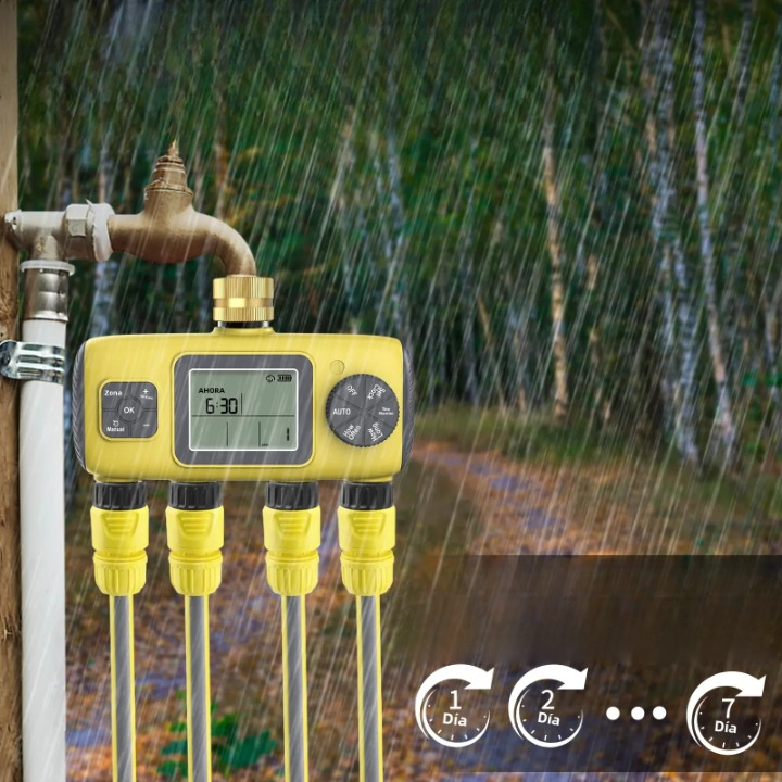 4-Zone Smart Irrigation Valve System with LCD Screen and IPX7 Waterproofing