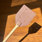 Insektra Leather Fly Swatter with Wood Handle | 13×10 cm Striking Surface | Stainless Steel Rivets | Hanging Device