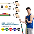 11-Piece TPE Resistance Band Set with Handles, Door Anchor, Ankle Straps, Carry Bag