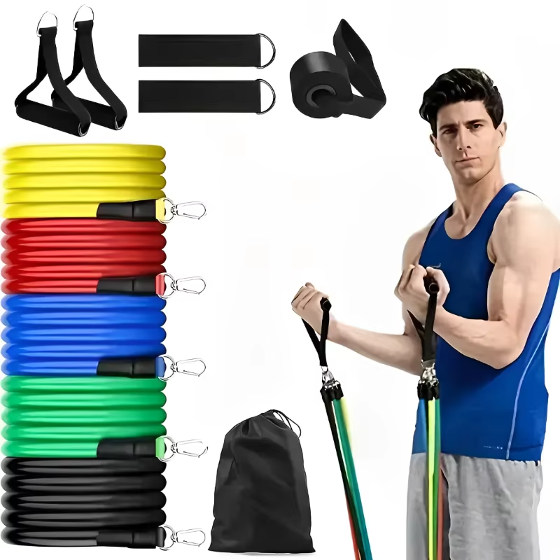 Complete Resistance Band Fitness Set with Handles and Ankle Straps
