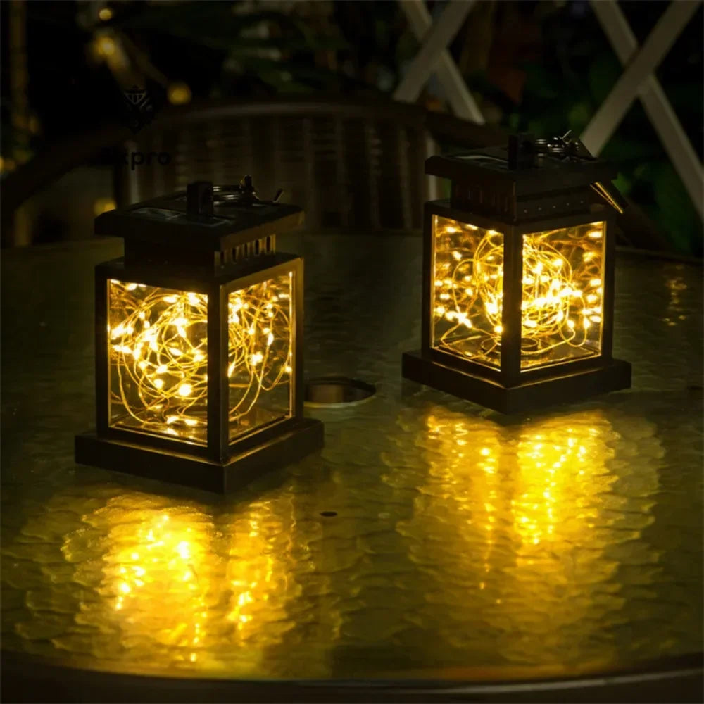 Solar LED Lantern with Fairy Lights – Decorative Garden Lamp for Outdoors and Terrace