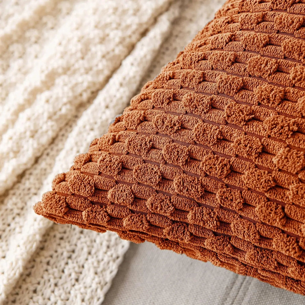 Boho Ribbed Corduroy Cushion Cover – Stylish Striped Decorative Pillowcase for Sofa or Bed
