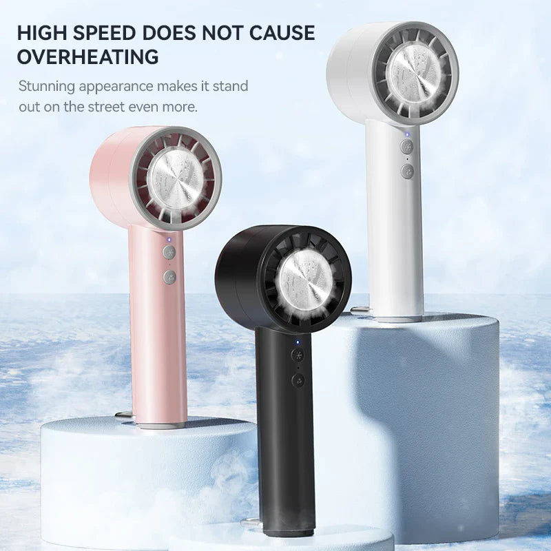 Brisano AirCool Mini Hand Fan with Cooling Function | 5 Speeds | LED Display & USB Charging | Quiet & Portable | For Travel, Office & Outdoor