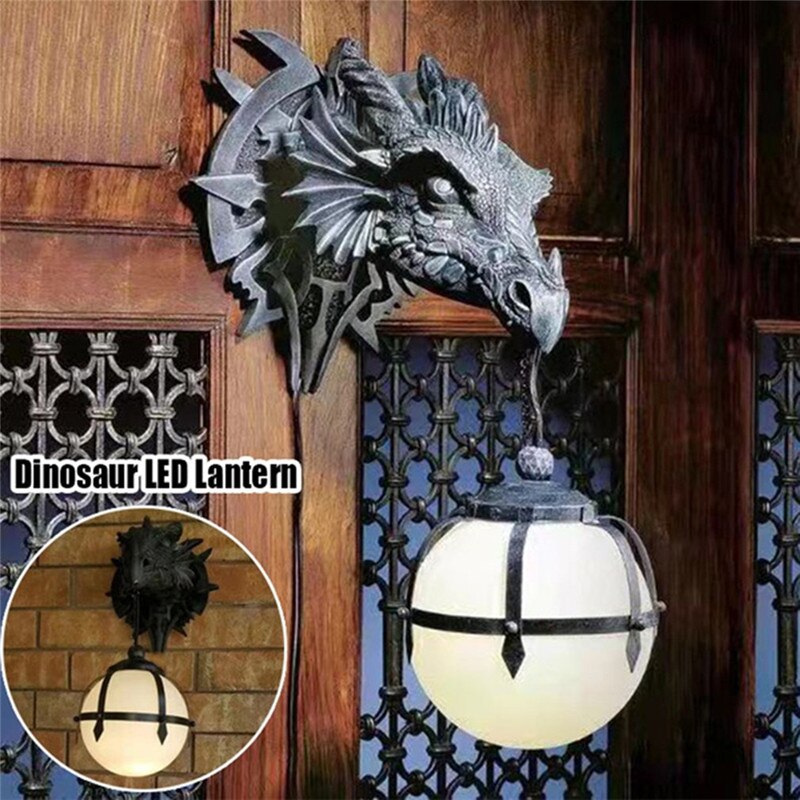 LED Lantern with Dragon Head made of Resin for Unique Halloween Decoration