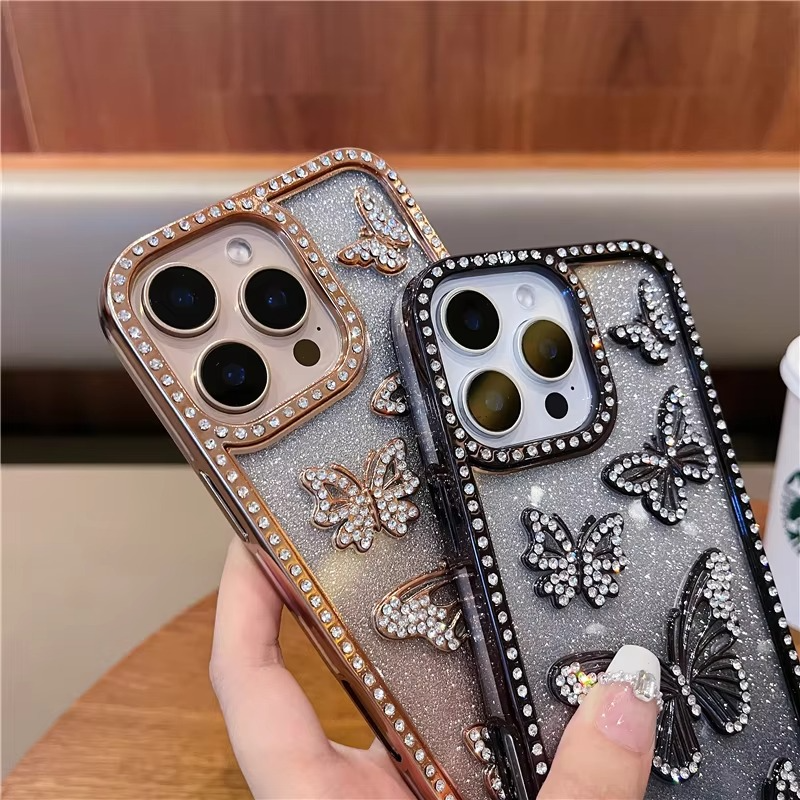 Luxury Glitter Butterfly Rhinestone Case for iPhone