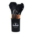 Culinora Silicone Kitchen Utensils Set | Heat Resistant up to 230 °C | 12-piece with Wooden Handles | Whisk, Spatula, Tongs & more