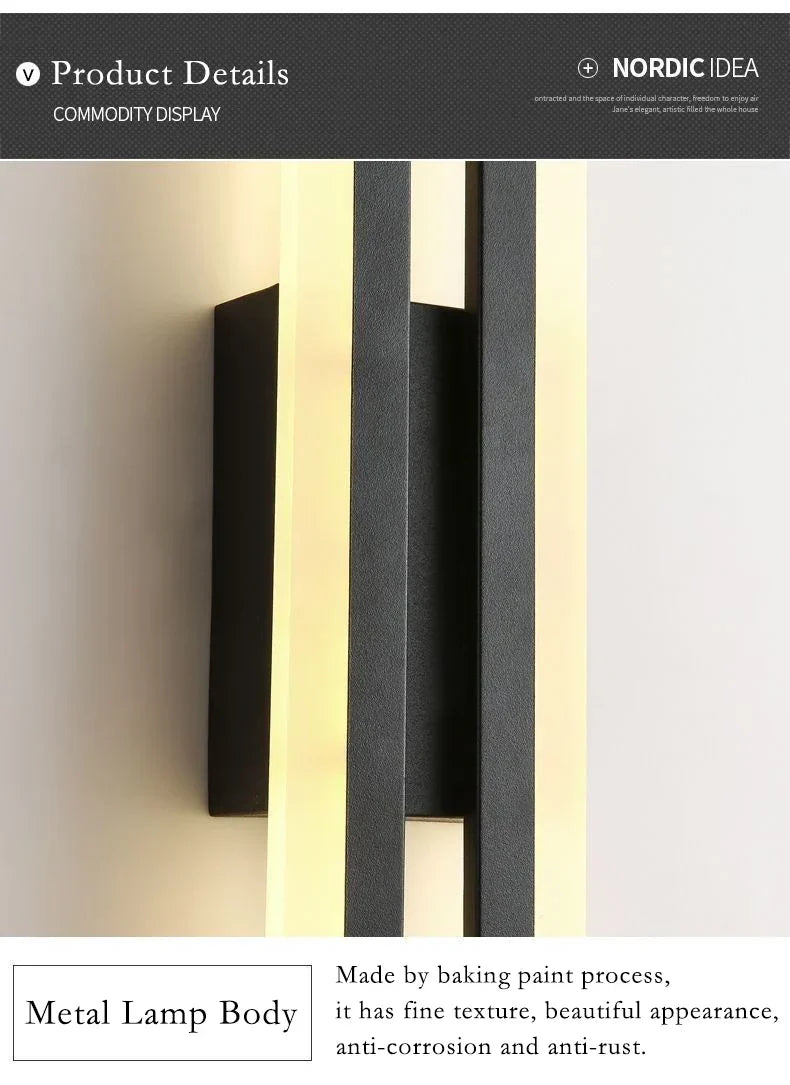 Modern LED Wall Lamp: Black/Gold Acrylic Room Decoration Light