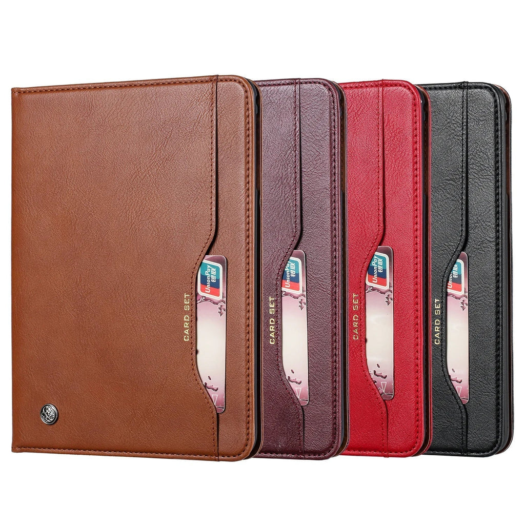 Leather Flip Case for iPad 9.7 (2017-2018), 10.2 (7th/8th Gen), Air 2/3/4, Pro 9.7/10.5/11 - Waterproof, Shockproof, Business Tablet Case
